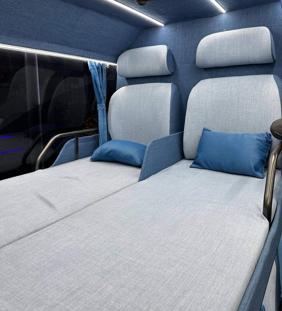 Sleeper coach berth interior with pillows